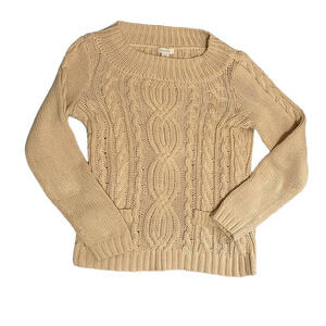 Chicos Size 0 Womens Chunky‎ Cable Knit Sweater Neutral Beige Cotton